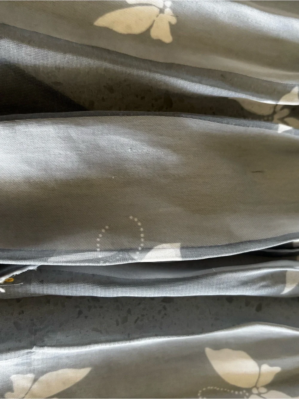 Vintage Butterfly Scarf 11”x52” Lavender White Satin Stripes